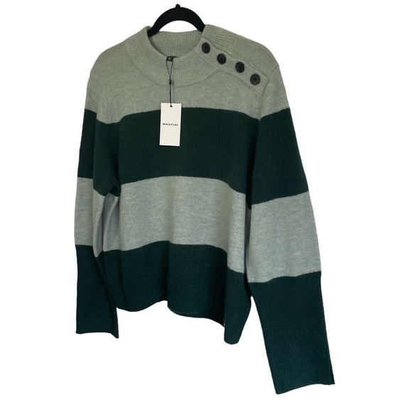 Whistles Stripe Button Neck Jumper Stripes Size Medium NWT - Picture 7 of 14